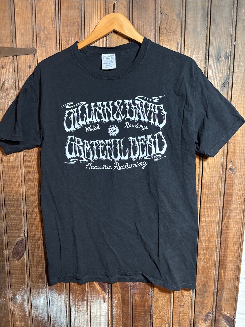 Gillian Welch and David Rawlings Play Grateful Dead Black Graphic Band T-Shirt